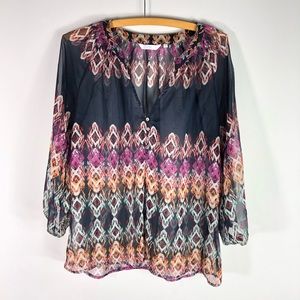 ZOA New York Sheer Pattern Blouse Small 274